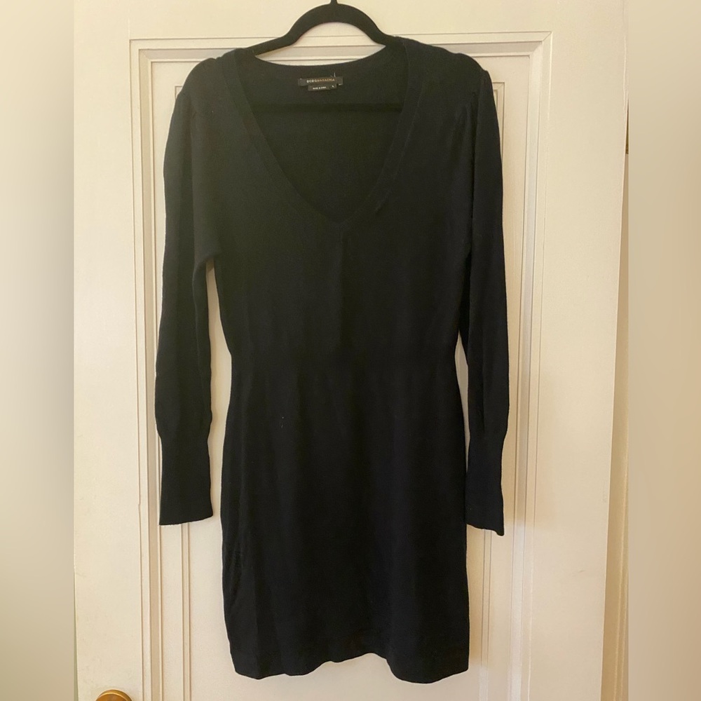 Uec BCBG maxzaria brand black sweater dress. Size large.